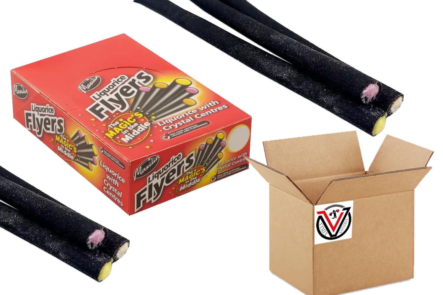 VIMIX FLYERS Giant Liquorice with fruit flavour sugar crystal centres 40 Pieces