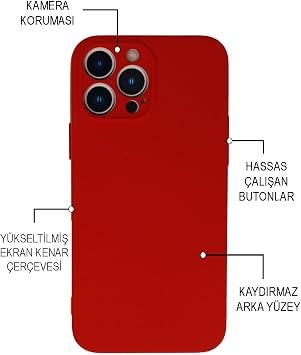 Apple iPhone 14 Pro Max ile uyumlu Kapak Içi Kadife Kamera Korumalı Lansman Silikon Kılıf - Kırmızı