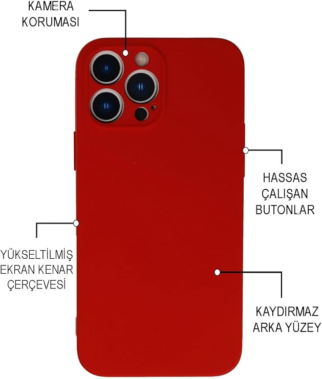 Apple iPhone 14 Pro Max ile uyumlu Kapak Içi Kadife Kamera Korumalı Lansman Silikon Kılıf - Kırmızı