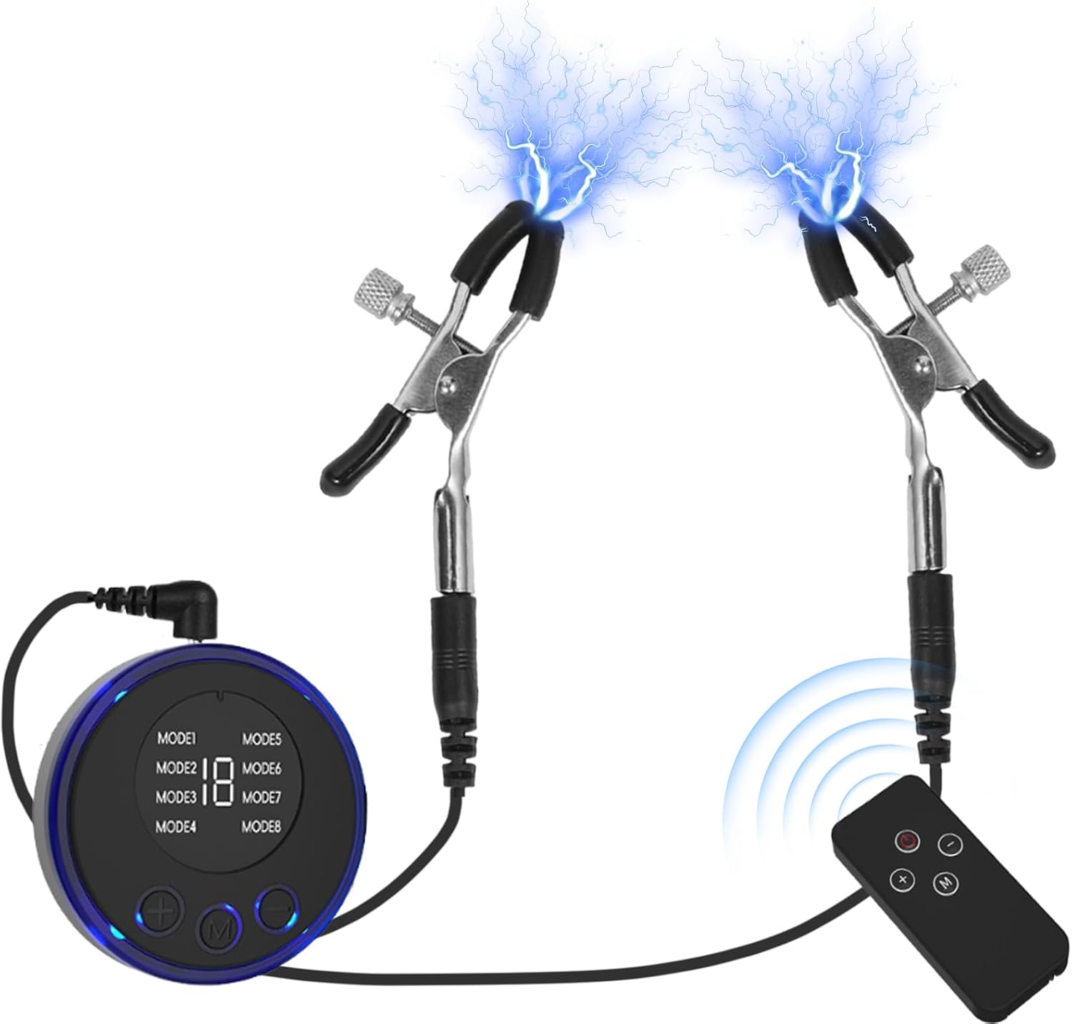 Electric Shock Nipple Clamps Metal Nipple Clips Kinky Sex Toys Breast Chest Clitorist Clamp Adjustable Electric Shock SM Sex Toy with Remote Control Fetish Estim BDSM Torture Adult Toy for Women