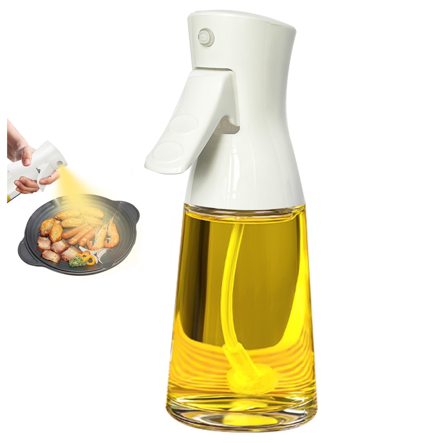 Oil Sprayer for Cooking - 180ml Glass Olive Oil Sprayer Bottle, Strong Spray Force, Large Range, Kitchen Gadgets Accessories