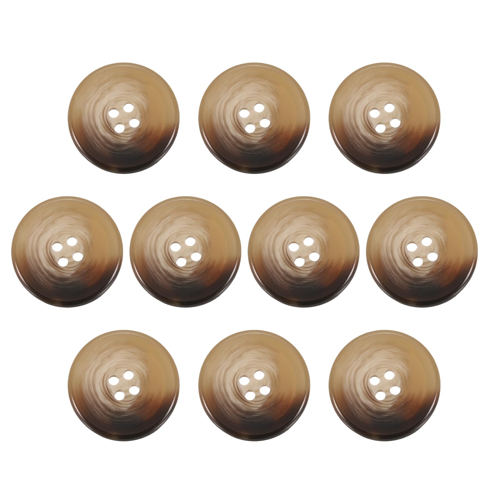 sourcing map 10pcs Resin Sewing Button, 28mm 1 1/8-Inch 4 Holes Round Pattern Flatback Buttons for Coat, Suits, Clothes Garment & DIY Crafts, 1#Coffee Brown