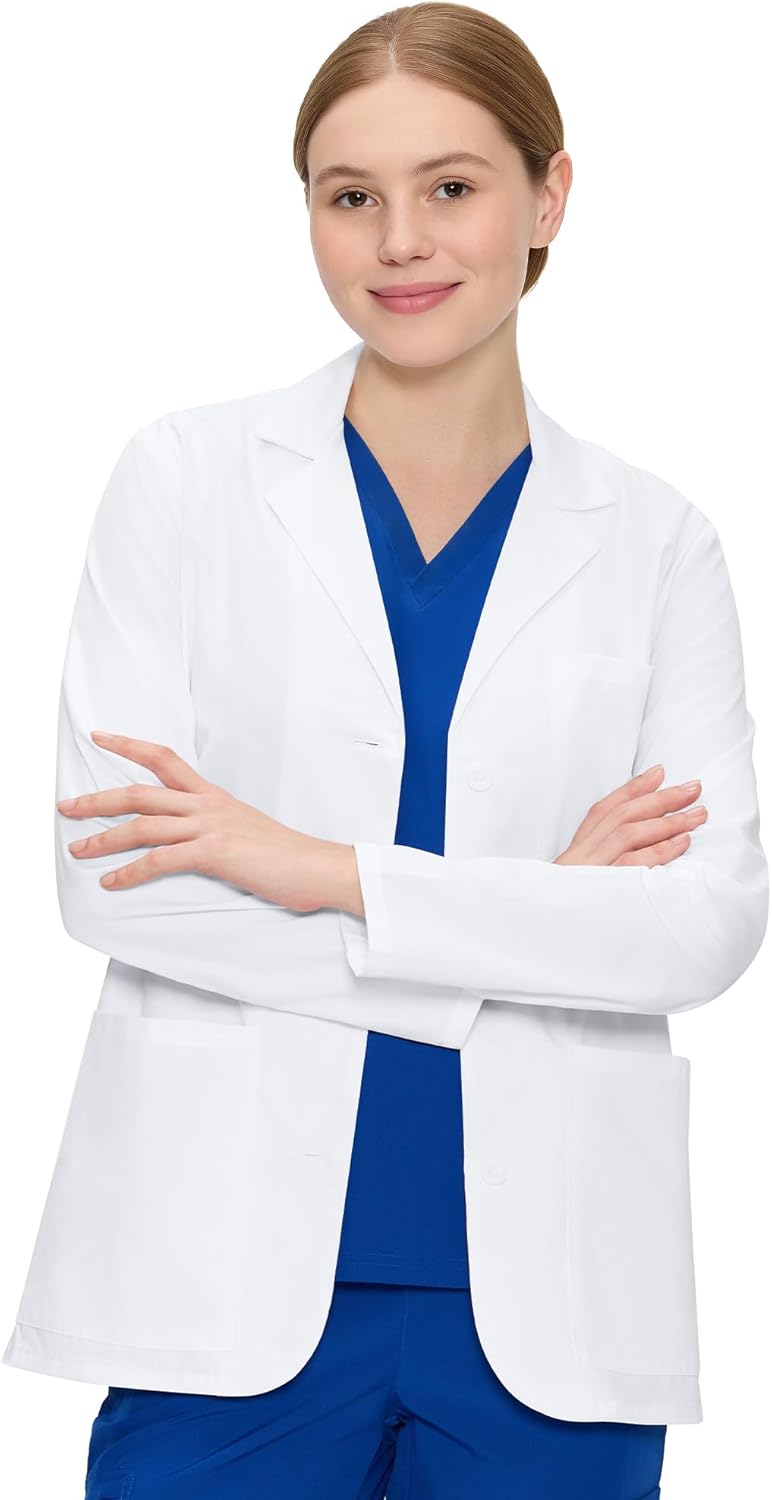 Lab Coat for Women with 3 Pockets, Professional White Women's Lab Coat Long Sleeve (Previously COZYFIT) - Image 8
