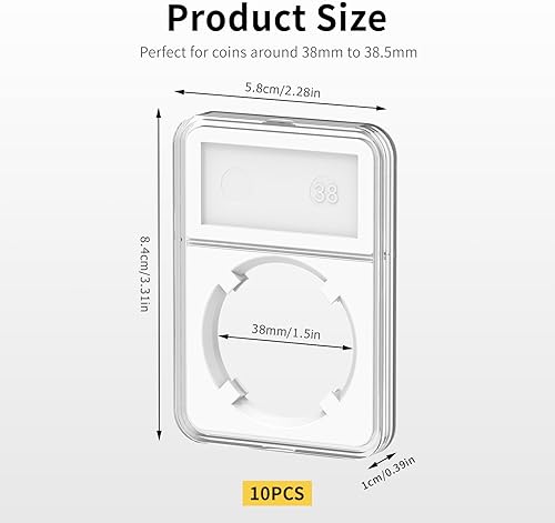 Miniatura 6 de Broche de losa para monedas, 10 soportes para losas de monedas de 1.496 pulgadas, exhibición de almacenamiento para NGC PCGS, almacenamiento de
