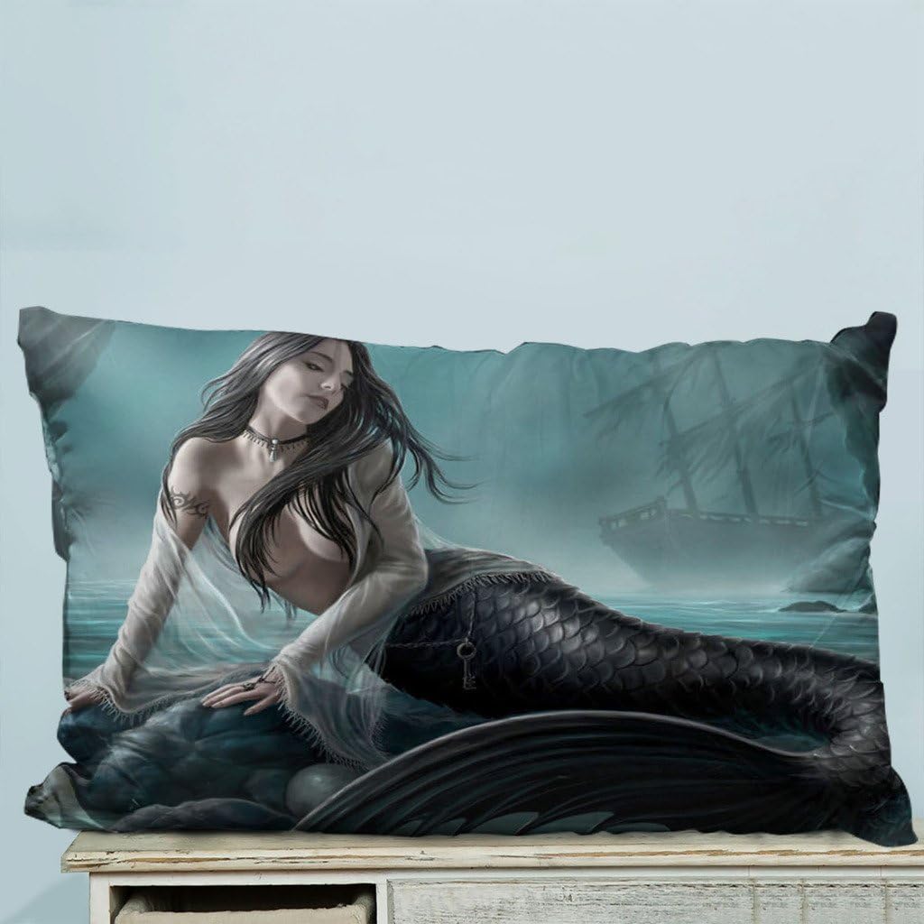 headgooditem Advanced technology Printed Popular Skull Green Mermaid Custom Zippered Pillow Cases 20x30 inches(Two sides)