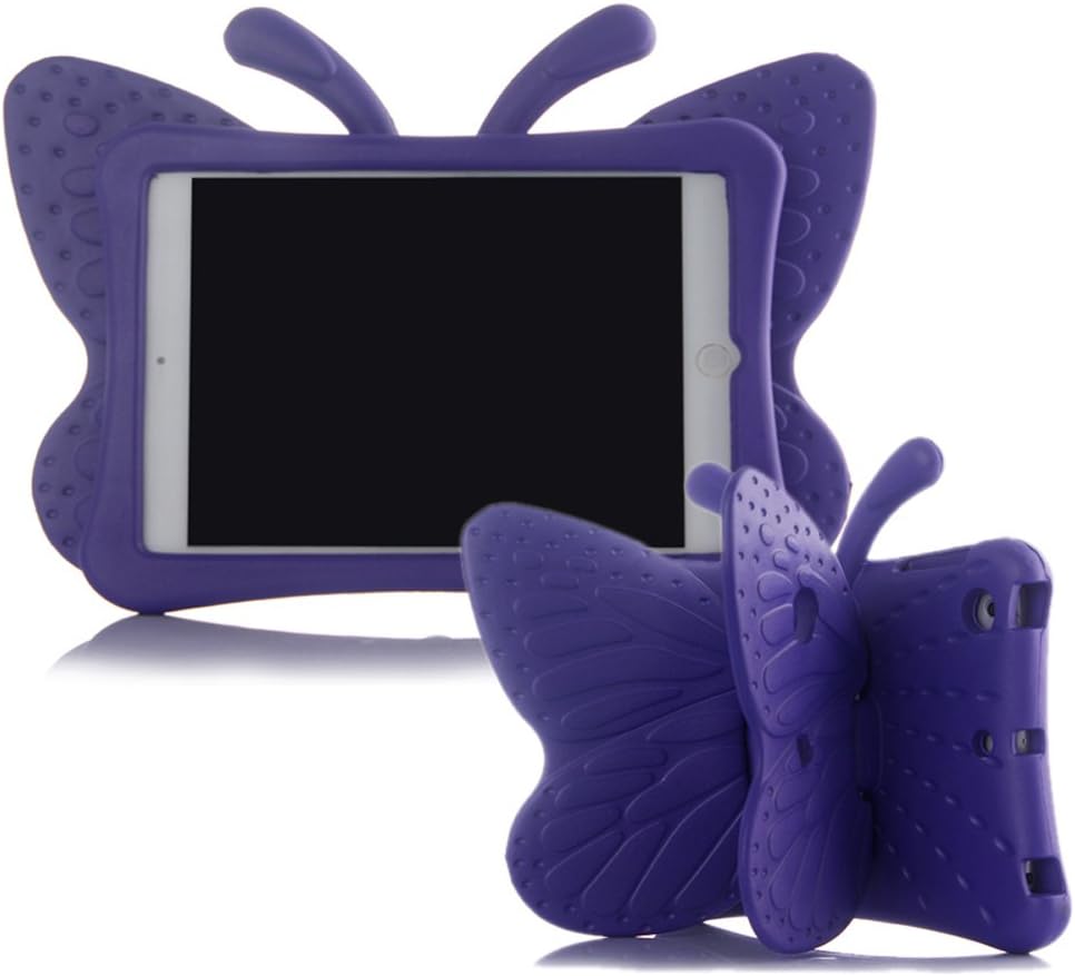 ER CHEN Ipad 5/6/Air/Air 2 Case, Kids Light Weight Cute Butterfly Design Shock Proof EVA Foam Series Case Compatible for Ipad 5/6/Air/Air 2(Purple)