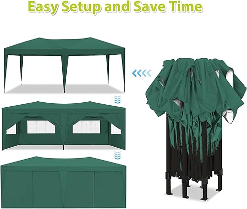 Miniatura 2 de Cenador desplegable de 10 x 20 pies con 6 paredes laterales extraíbles y bolsa de transporte, impermeable, anti-UV, tienda de campaña para fiestas,
