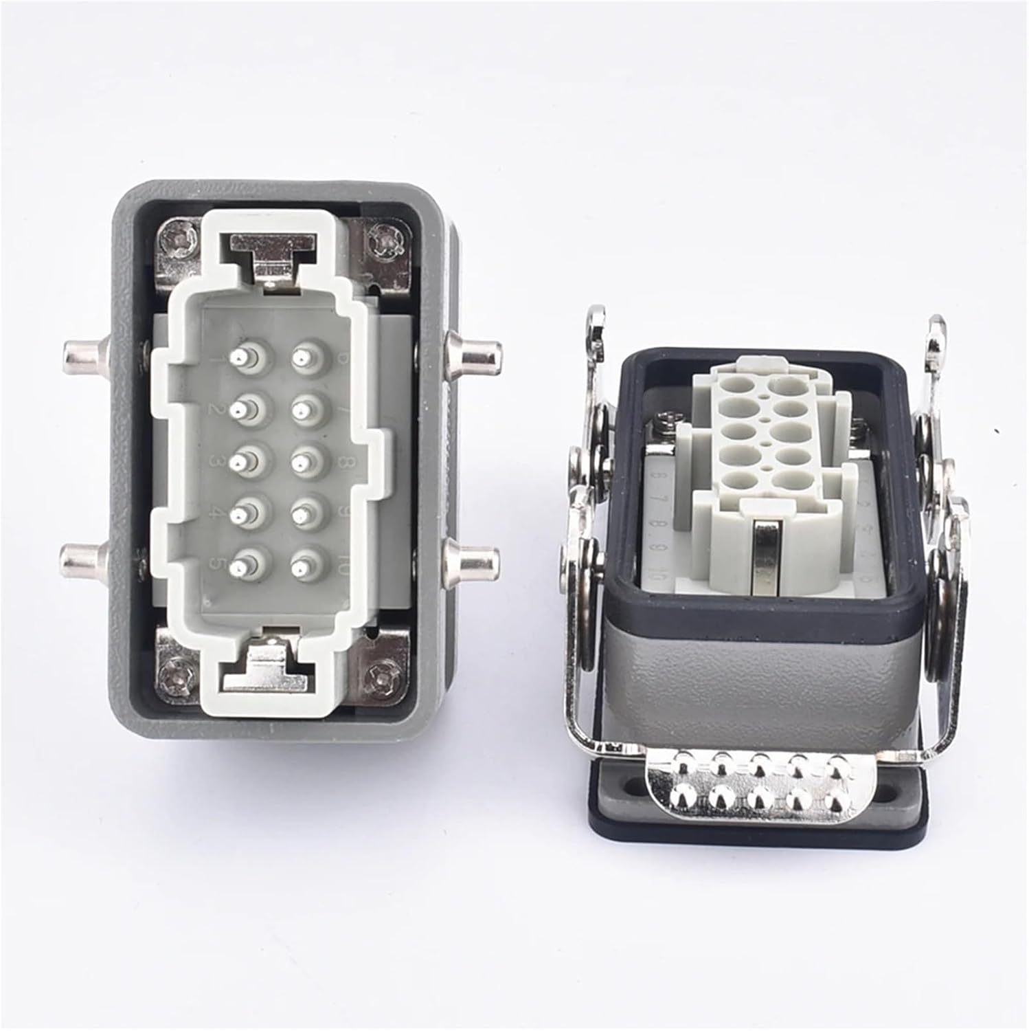 10-core Cable Quick Connector - Screw Spring Direct Insertion Type Rectangular Heavy-Duty Connector with Cable Outlet