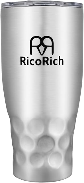 RicoRich 30oz/900ml Travel Mugs for Hot Drinks, Reusable Cup for Coffee Tea and Beer, Double Walled Vacuum Insulated Stainless Steel Tumbler BPA Free(Silver)