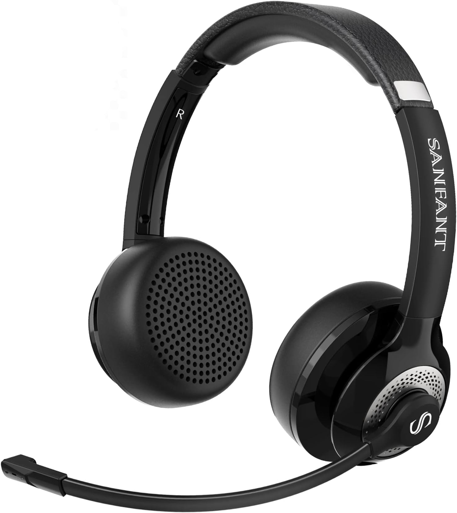 Bluetooth Headset with Microphone ENC Noise Canceling, V5.0 Stereo Wireless Headset with Flip-to-Mute Mic, 22H Talktime, Comfort Wireless/Wired Headphone with Mic for Laptop/Cell Phone/Office