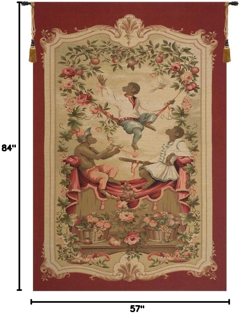 Monkey's Paradise II In Red European Tapestry - 57 in. x 84 in. cotton/polyester by Jan Brueghel de Velours