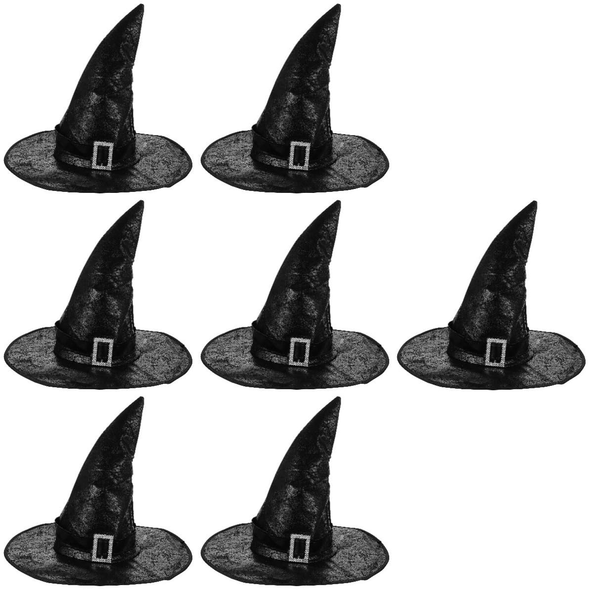 Abaodam 7 Pezzi Cappello da Strega Nero in Cuoio per Halloween, Accessorio Raffinato e Confortevole per Feste e Carnevali Atmosfera Festiva
