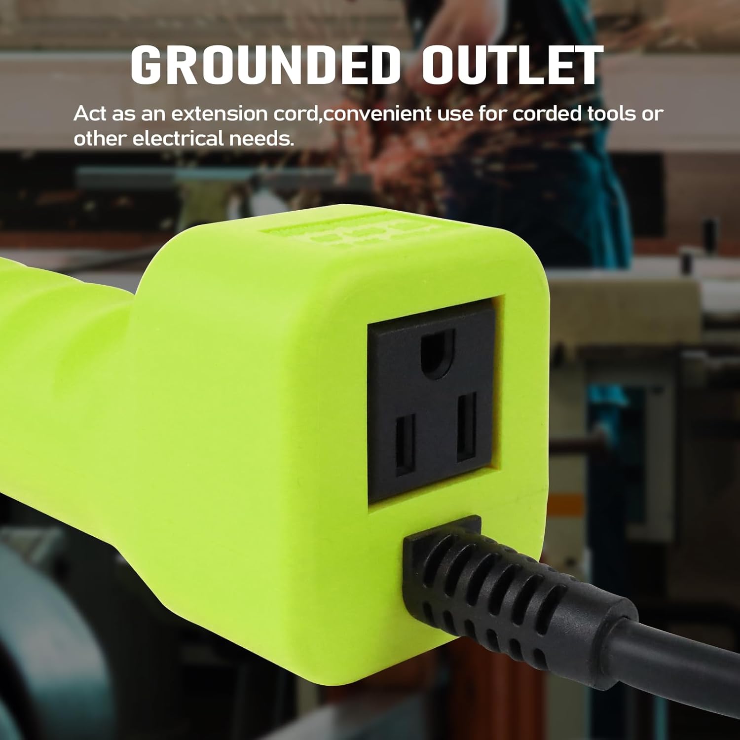 EP 25 Ft LED Work Light, 1200 Lumen COB LED Trouble Light - 16 Gauge SJTW Indoor Outdoor Extension Cord, Handheld, Magnetic Base, Rotatable Hanging Hook - Green