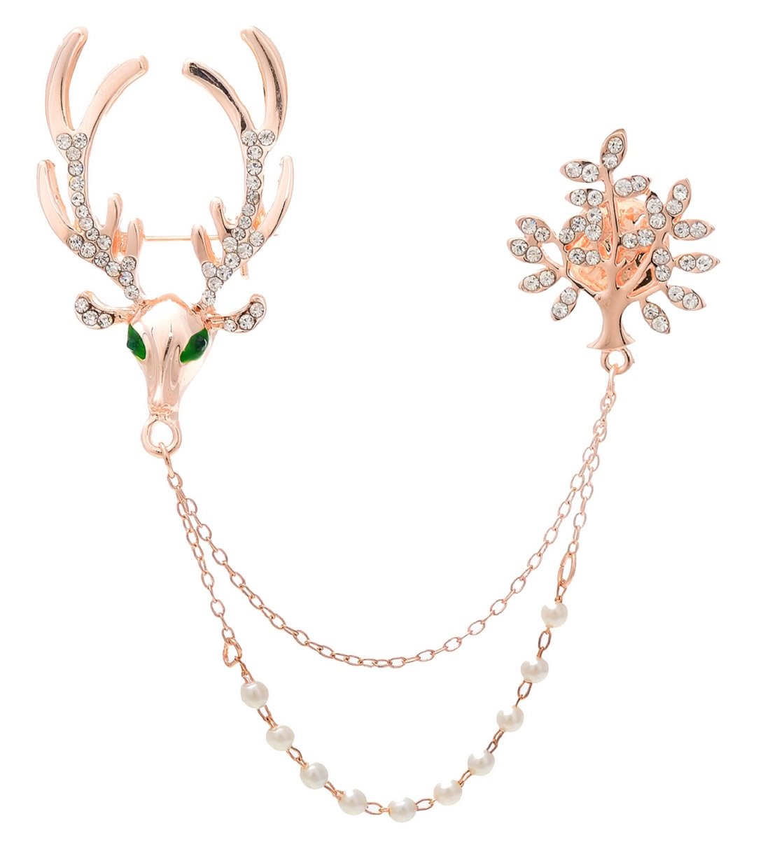 Aaishwarya Pearl Double Chained with Deer & Leaf Crystal Collar Pin/Mens Brooch Lapel Pin (B07FLC1ZK3) Amazon Price History, Amazon Price Tracker