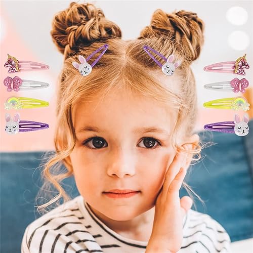 Miniatura 3 de Pinzas para el cabello con cierre de mariposa, arcoíris, antideslizantes, de metal, accesorios para el cabello de unicornio brillante, accesorios