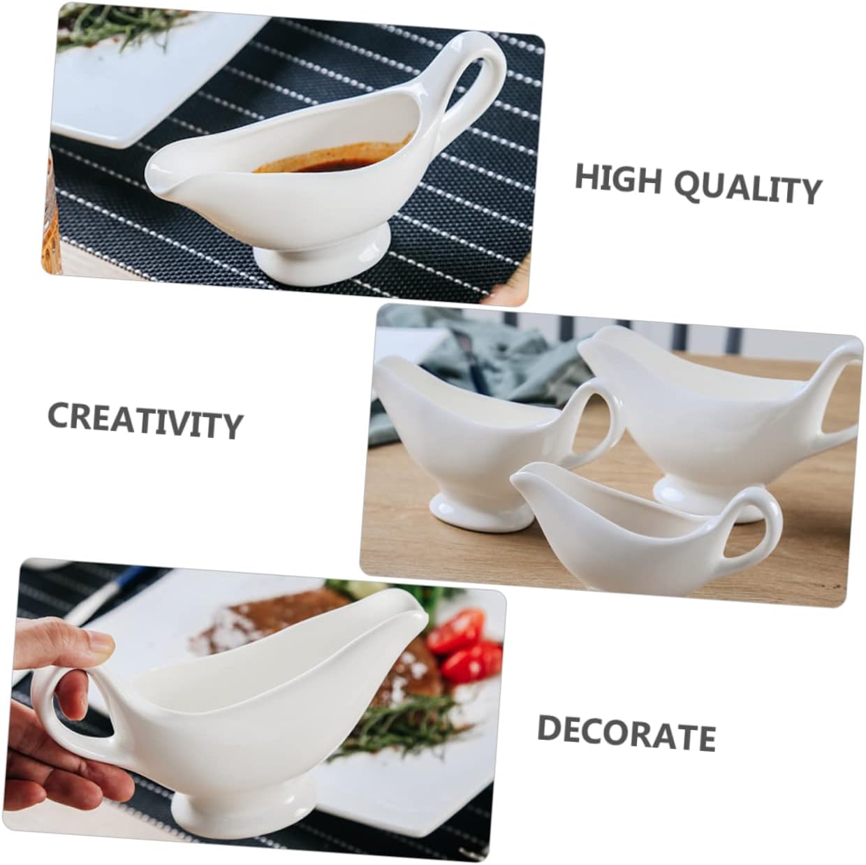 Ceramic Sauce Pitcher with Ergonomic Handle Drip Gravy Boat for Seasoning and Condiments Kitchen Serving Dish for Home and Parties