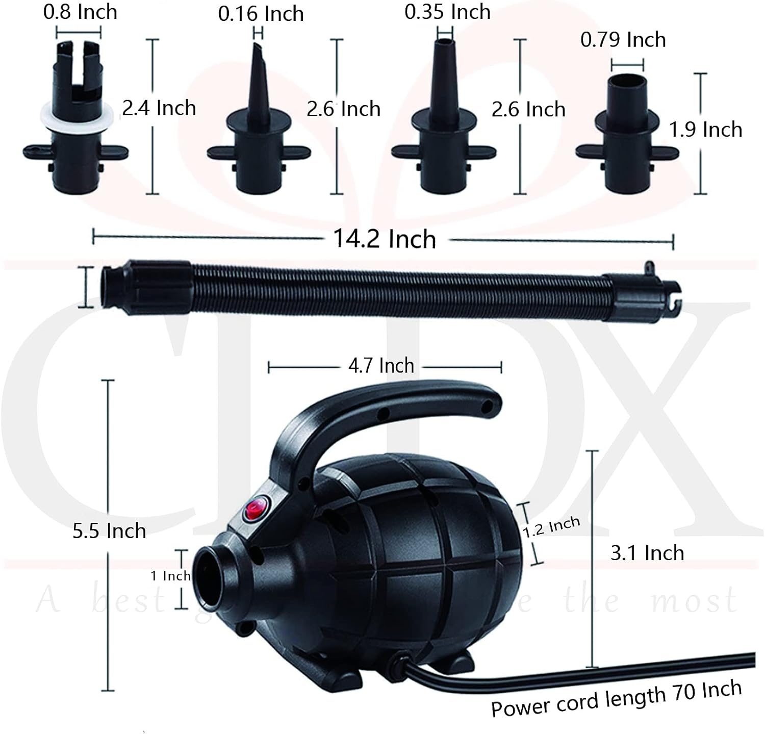 Electric Air Pump Portable Air Mattress Pump for Inflatables, Quickly & Easily Inflator Deflator with 3 Nozzles for Outdoor Camping, Beds, Swimming Rings（AC 110-120V（500W）） (Black) : Home & Kitchen