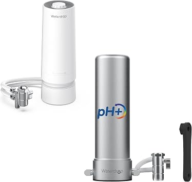 Waterdrop Alkaline Countertop Water Filter & Countertop Water Filter Reduces Heavy Metals, Bad Odor, and 99% Chlorine (2 Filter Included)