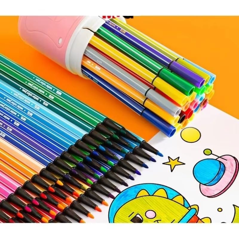 Image of Amitasha 36 Pc Washable Sketch Pen Set Water Color Marker Pens Aesthetic School Supplies Fine Coloring Markers for Kids Adult Book Cards Drawing Craft Kit Teacher Office Supplies