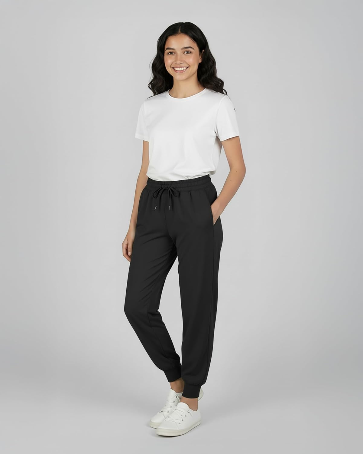 Real Essentials 3 Pack: Girls' Dry-Fit Jogger Sweatpants - Kids Teens Running Athletic Pants with Pockets (Sizes: 4-16) - Image 3