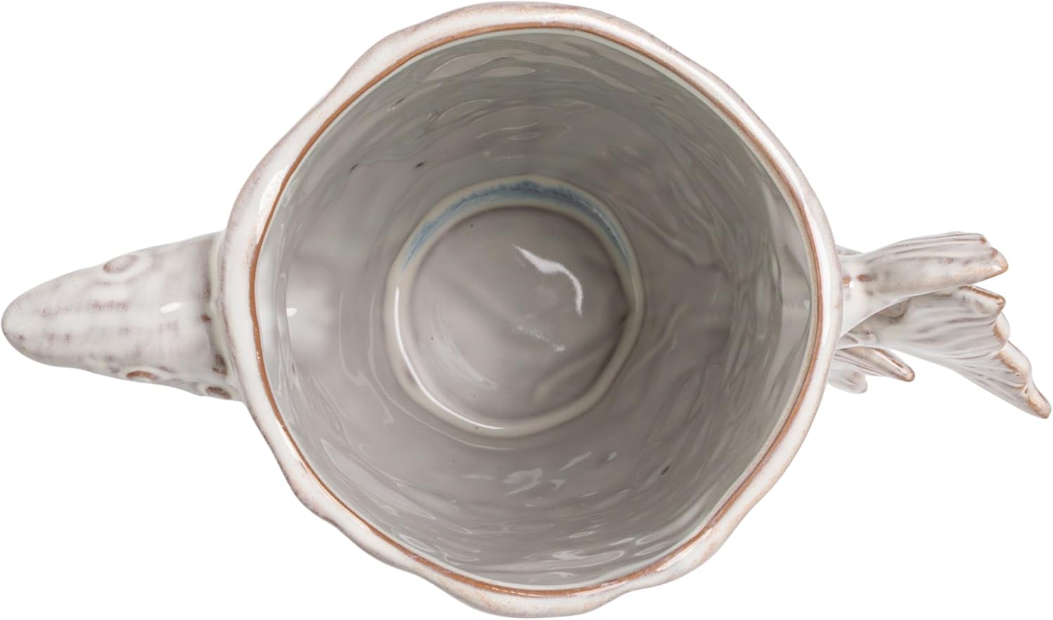 Creative Co-Op Stoneware Vase with 3D Fish and Reactive Glaze, White