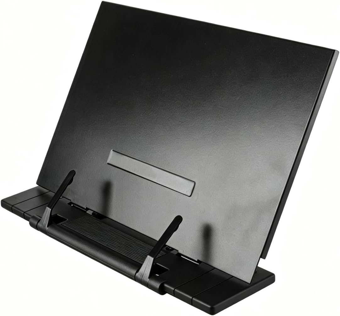 PMLAND Metal Book Stand,7-Position Page Clips for Cookbook,Tablet & Laptop