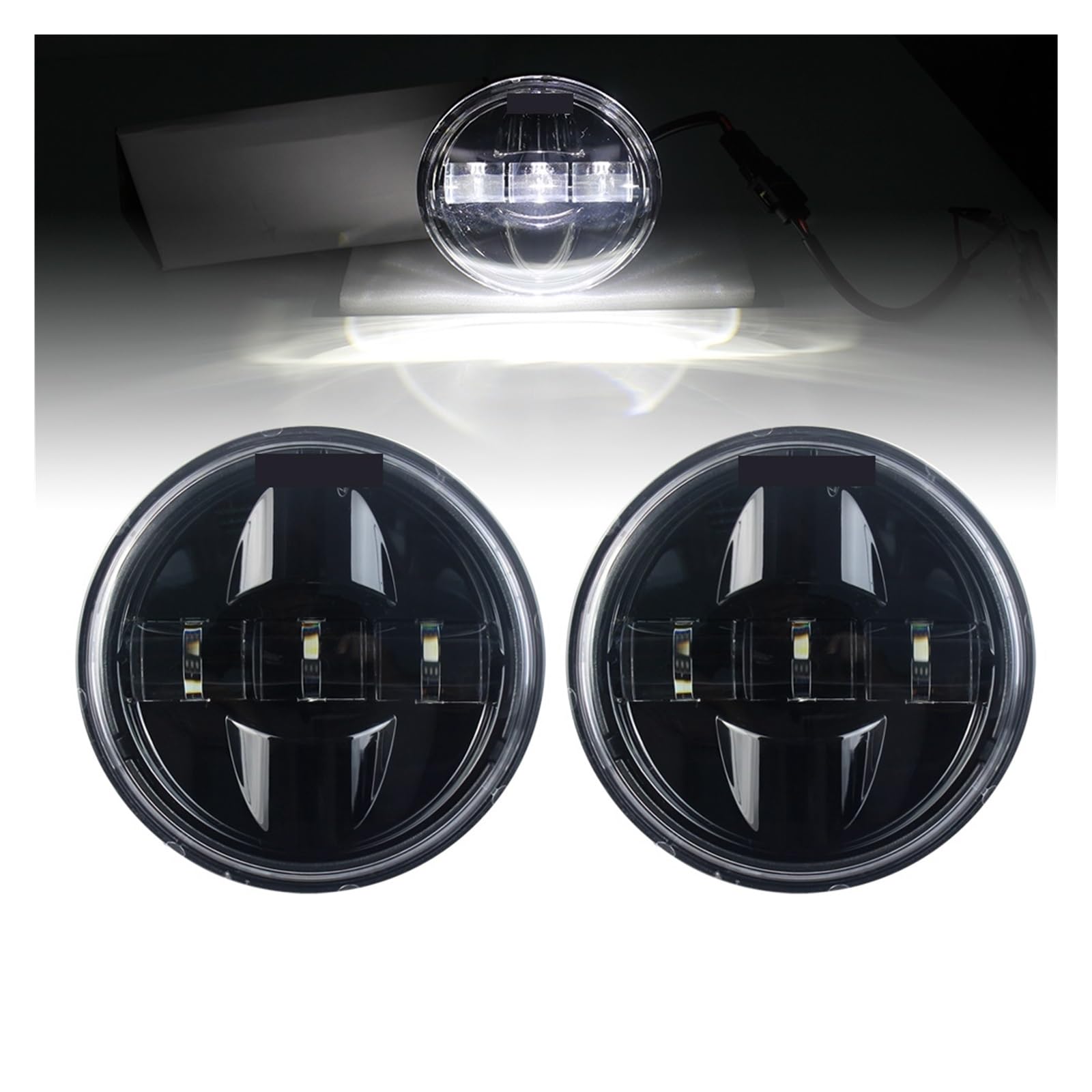 27w LED Auxiliary Driving Light Point Driving Light Through Light 4.5 inch Fog Light Motorcycle 4.5 "Black Chrome Plated.(Black)