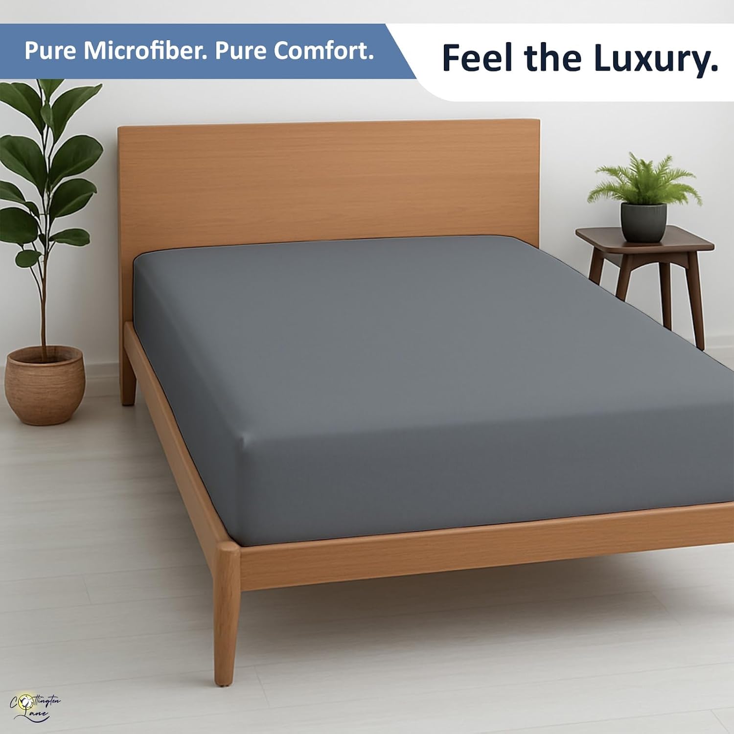 Cottington Lane 1 Piece Full Size Fitted Sheet Only, Premium Hotel Quality Brushed Microfiber 15 Inch Deep Pocket Bottom Sheet, Ultra Soft, Breathable & Durable, Dark Grey