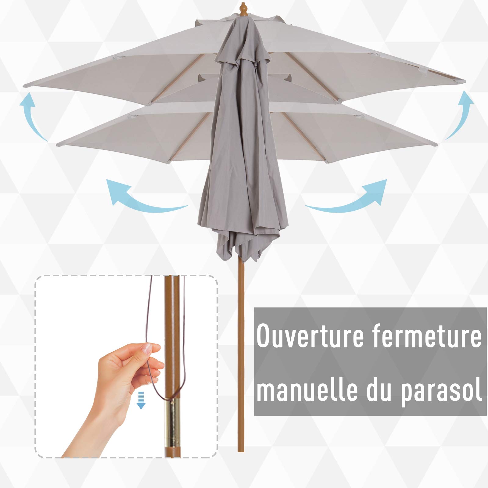 Parasol Droit Rond Grande Taille De Jardin 3,25 X 2,5H M Bois De Bambou Creme 40 7691984 Parasol Droit Rond Grande Taille De Jardin 3,25 X 2,5H M Bois De Bambou Creme 40 7691984