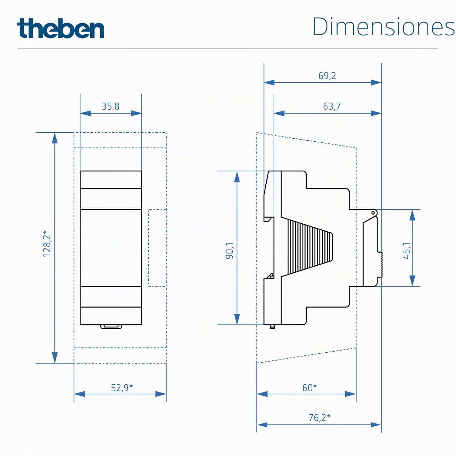Theben 6220130 TR 622 top3 Interruptor horario Digital 2 Canales semanal | 600 W LED, 10 años reserva, precisión +/- 0,25 s/día, 800 A/200 µs, 2 canales, 2 entradas ext., 84 memorias, impulso/ciclo