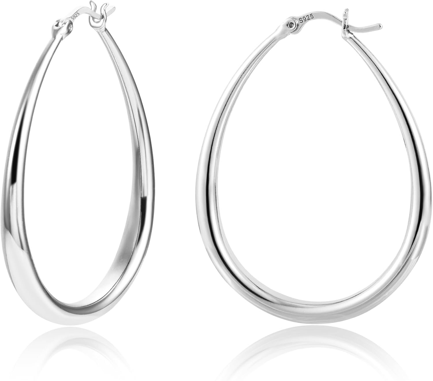 KISSPAT Sterling Silver Chunky Hoop Earrings for Women Hypoallergenic Thick Huggie Earring Wide Hoops Everyday Hoop Earrings