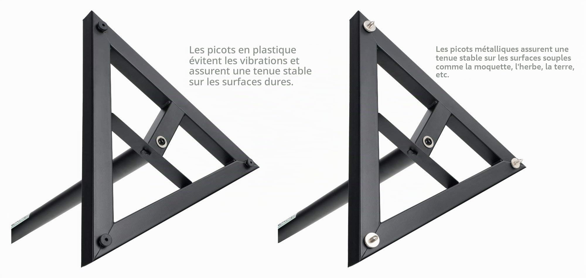 Pronomic SLS-10 Trépied pour Studio Monitor - Hauteur réglable de 80 cm à 130 cm, base triangulaire, pieds en caoutchouc, pieds épineux/crampons, acier, plaque de support avec bandes de caoutchouc
