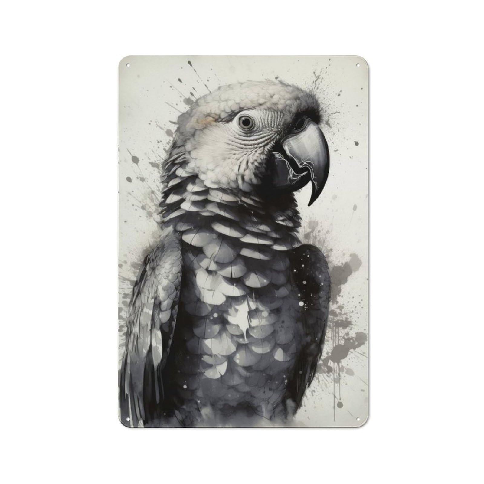 Junmoney Parrot Beauty Watercolor Metal Sign 30X20cm With For Pub Or Café, Retro Decor, For Cooler-Month Interiors With Retro Character