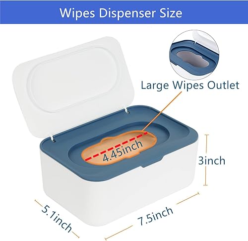 Miniatura 2 de Dispensador de toallitas con 2 soportes portátiles recargables para toallitas, caja grande reutilizable para toallitas desechables, contenedor de