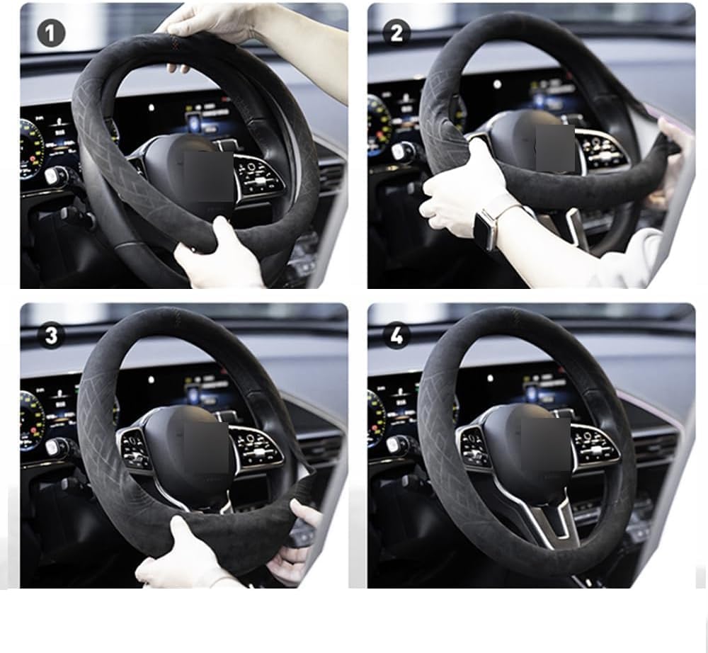 Premium Suede Leather Steering Wheel Cover for Mercedes Benz GLE AMG 43 53 63 63S - Anti-Slip, Breathable, Wear-Resistant Protector - Stylish and Durable Car Accessory,Type-D