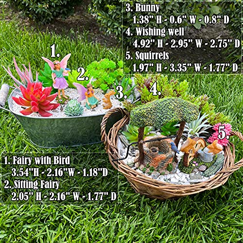 Mood Lab Fairy Garden - Miniature Figurines And Accessories Wishing Well Set Of 5 Pcs - Fairies Statue Kit #TOP2