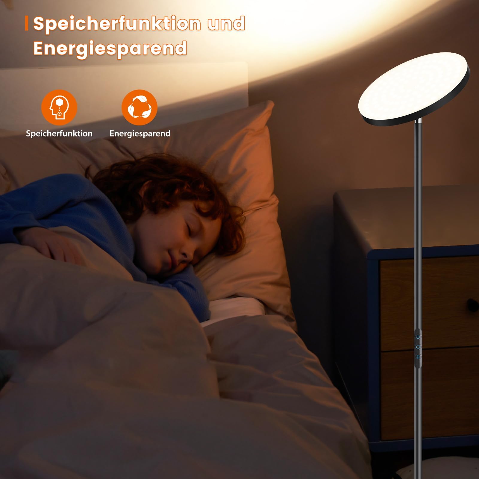 Torkase Lámpara de Pie LED Regulable de 36 W, Lamparas de Pie Para Salon Superbrillante de 3000 LM Para Sala de Estar, Atenuación Continua de 2700K-6500K, Control Remoto y Control Táctil