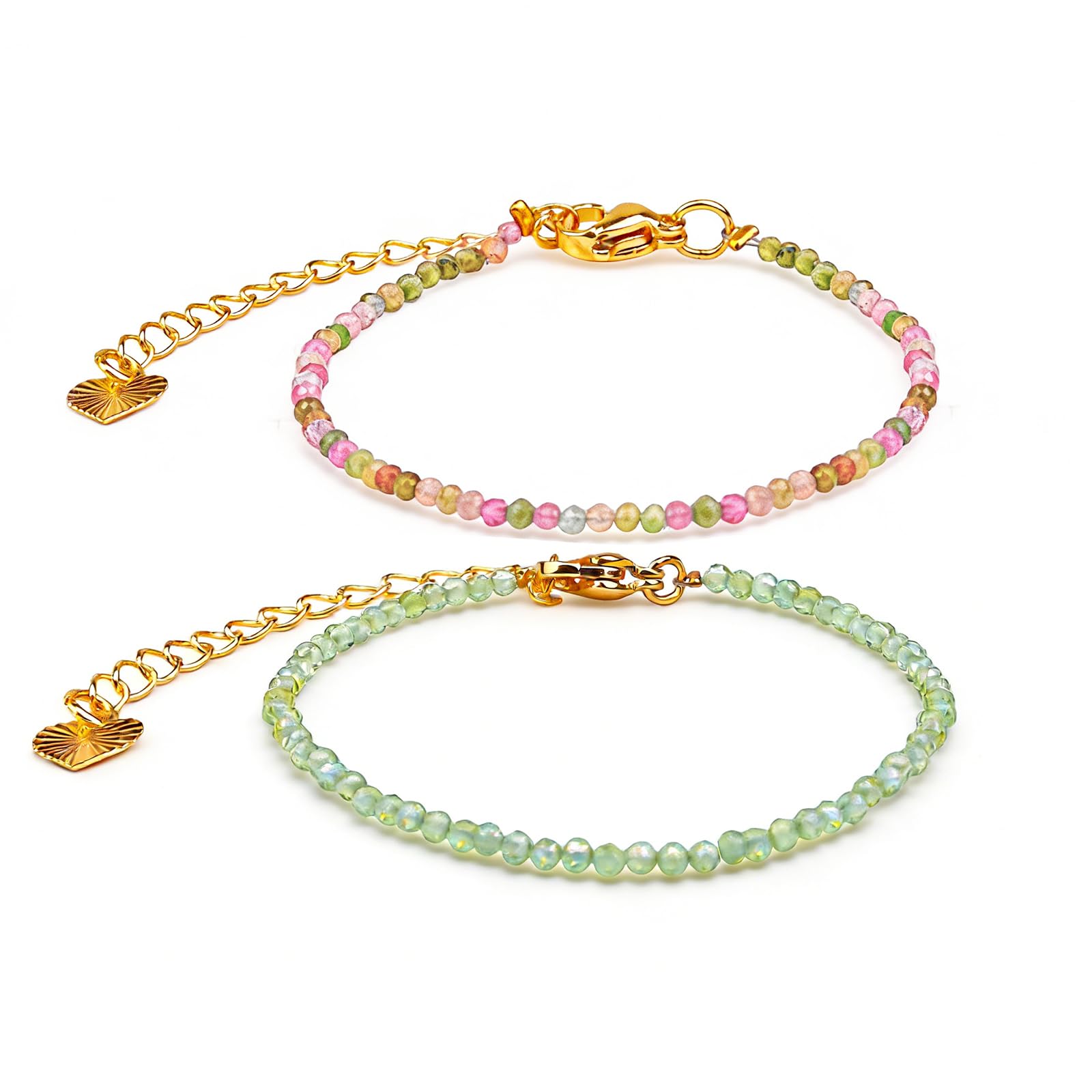 Mwmoeen Echtes Naturstein Armband 2er Set Damen, Naturdiaman