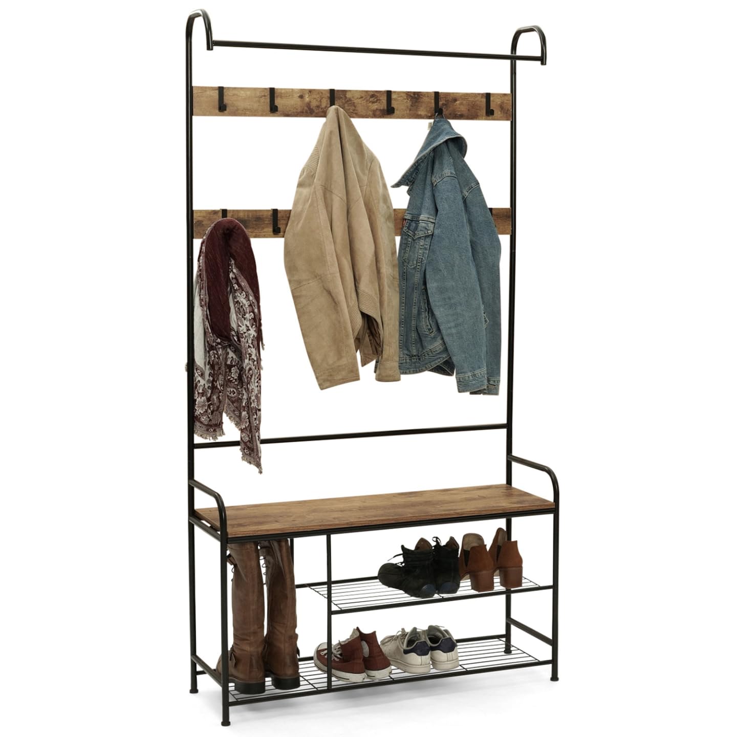 IDMarket - Vestiaire d'entrée Pedro 100 cm avec Range Bottes Design Industriel
