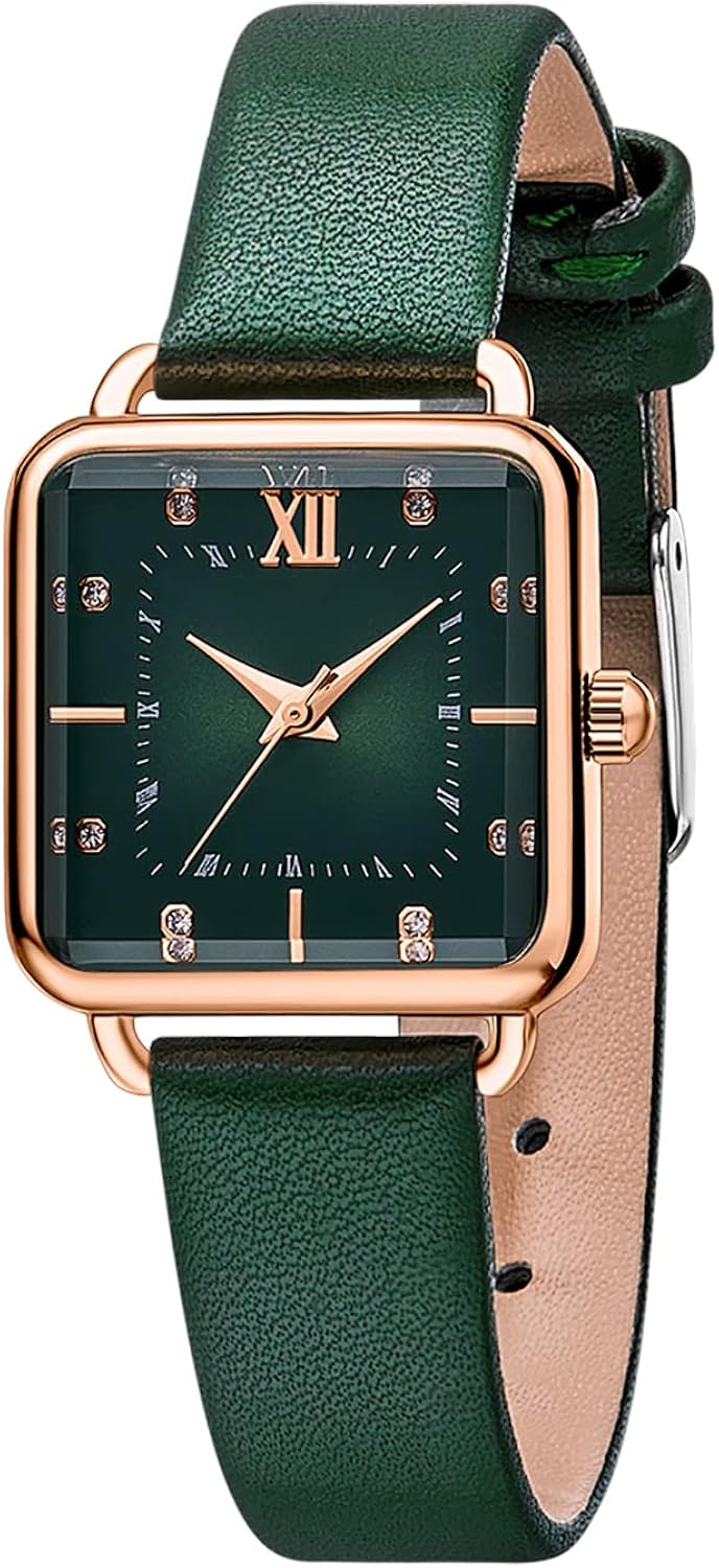 SURVAN WatchDesigner Orologio Donna al Quarzo Elegante Minimalista con Quadrante Quadrato Cinturino in Vera Pelle in Acciaio Inossidabile Impermeabile SURVAN WatchDesigner Orologio Donna al Quarzo Elegante Minimalista con Quadrante Quadrato Cinturino in Vera Pelle in Acciaio Inossidabile Impermeabile