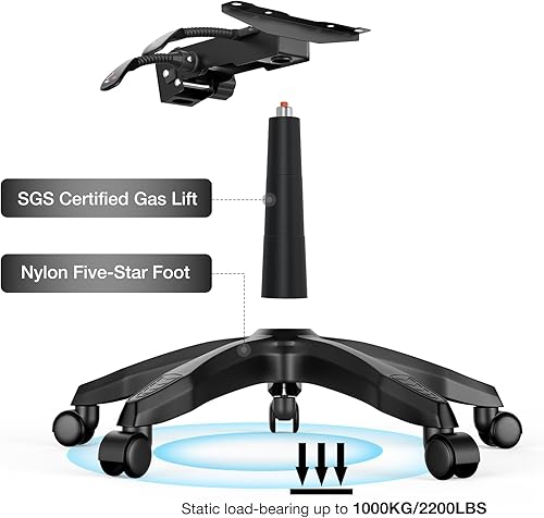 Miniatura 8 de HOFFREE Silla de juegos de masaje grandes y altas con reposapiés, silla de juego de 400 libras para adultos, personas pesadas, silla de computadora,