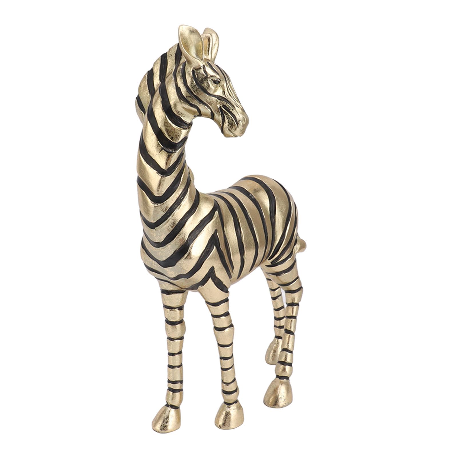 Rengue Escultura de Figura de Cebra, Estatuas de Ojos Animados, Decoración de Escritorio única para Oficina en Casa y Regalo para Amigos Escultura de Figura de Cebra, Resina Dorada con Decoración