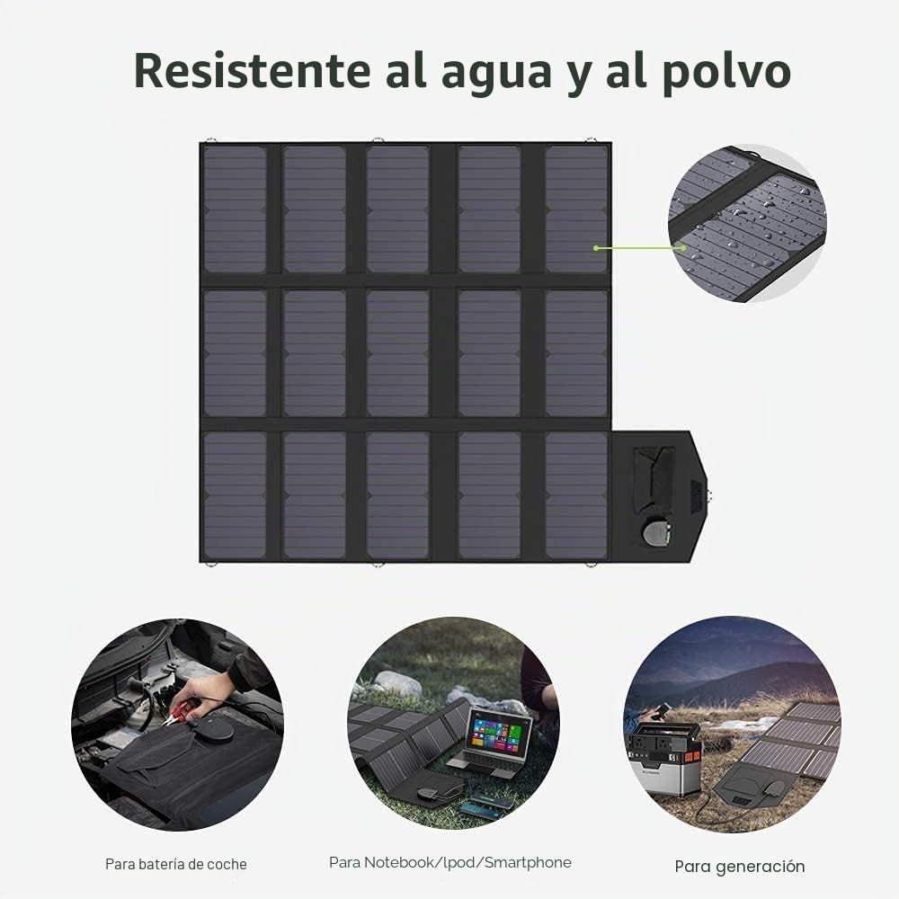 ALLPOWERS Panel Solar Plegable 100W, Cargador Solar Portátil (USB Dual 5V con Alta Tecnología + Salida 18V CC) para Camping, Estación De Energía Portátil, Computadora Portátil, Senderismo, Viajes