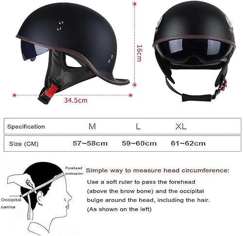 Miniatura 6 de Casco de motocicleta con diseño de cola de milano y medio casco abierto con hebilla de liberación rápida ajustable y aprobado por DOTECE, para