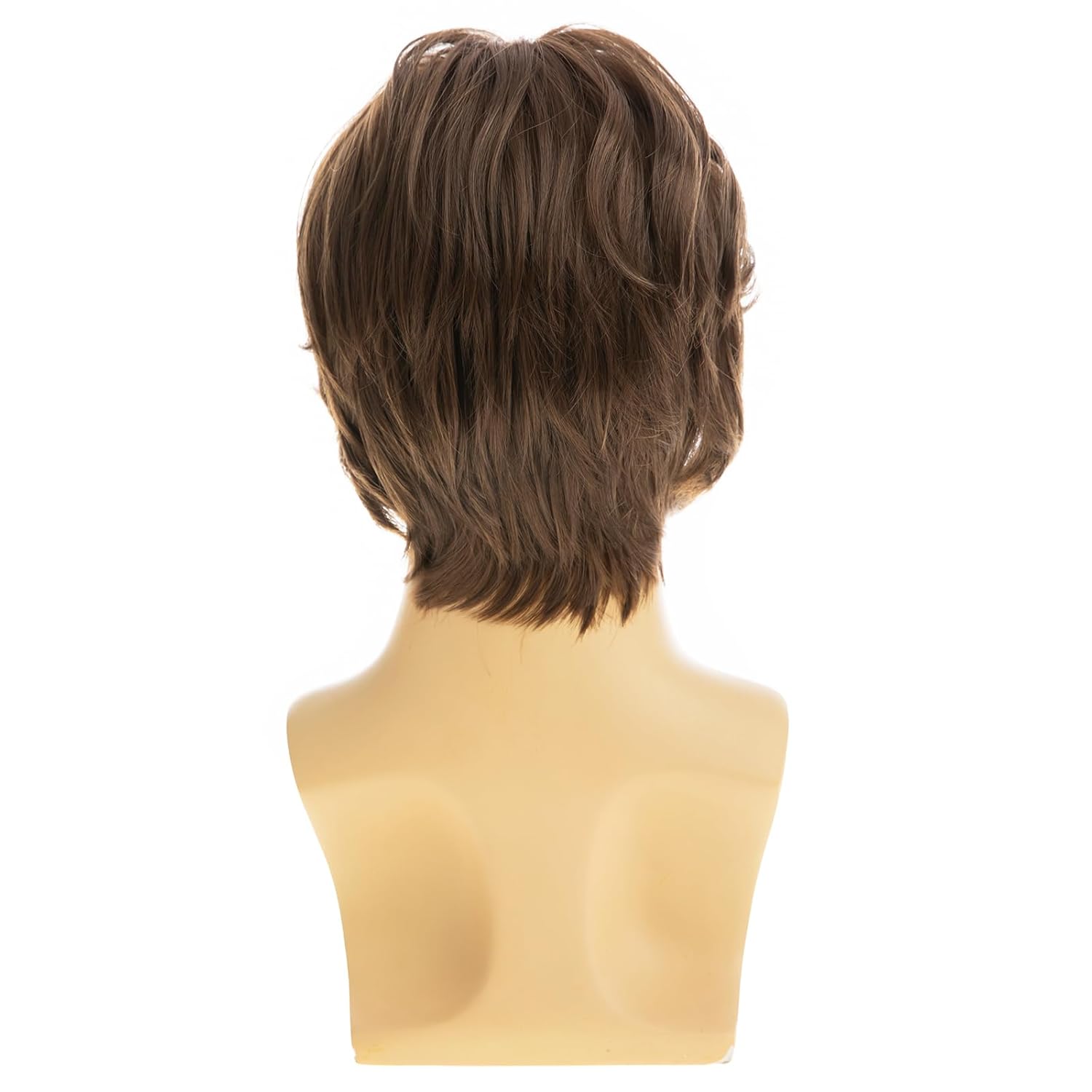 Mens Short Brown Wig Synthetic Straight Layered Cosplay Replacement Hair Wig for Male Guy - Image 4