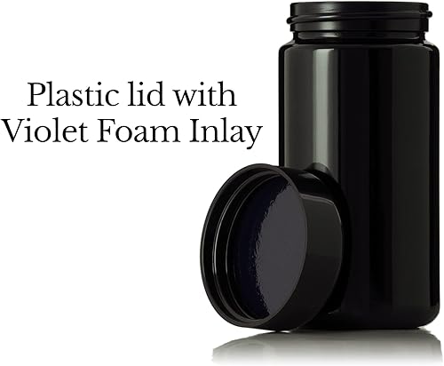 Miniatura 6 de Tarro de vidrio ultravioleta negro con tapa, recipiente hermético a prueba de olores, 3 onzas, almacenamiento de hierbas de cuello ancho, ideal para