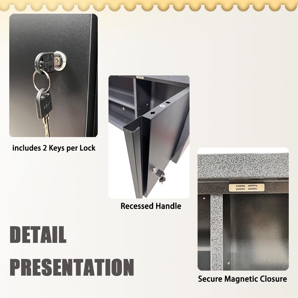 JZD Metall-Garagenschrank mit Türen und 2 abnehmbaren Regalen, abschließbarer Wandschrank, 76,2 x 48,3 cm, Wandschrank für Garage, Keller, Küche, Lager