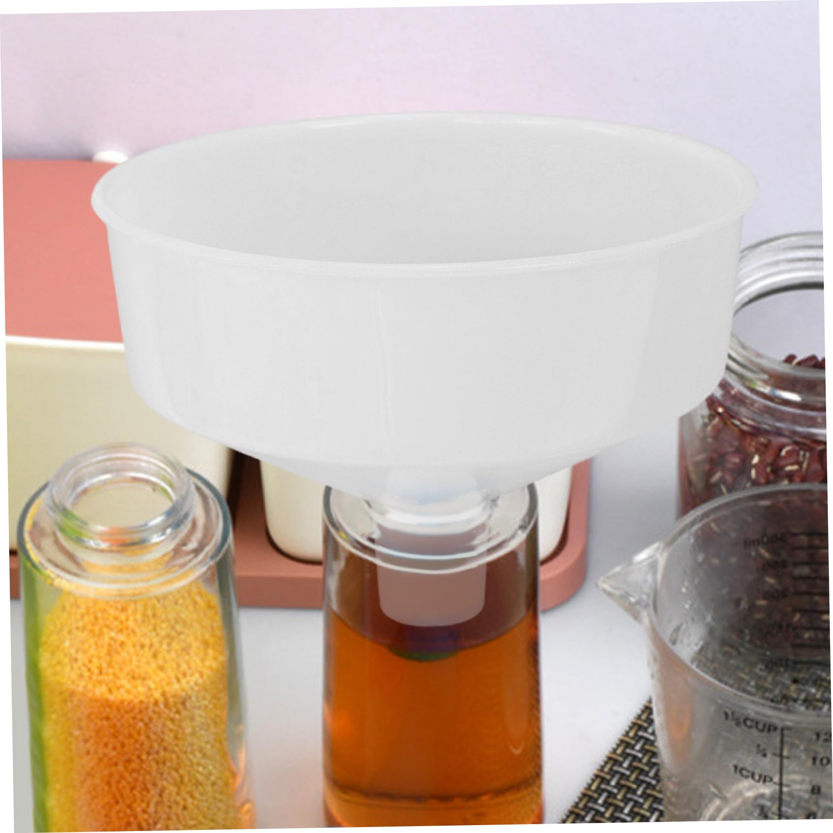 Embudo para uso en cocina, embudo de plástico de boca ancha de 1, 5 l con cuello largo, para llenar botellas con aceite y cerveza.