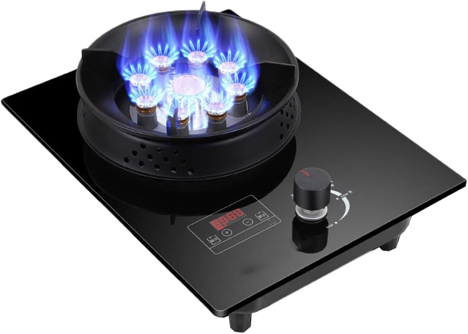 1 Burner Gas Cooktop, 5.2KW Tempered Glass Panel Gas Hob, Fire Level Adjust, Aidental Flameout Protection Device, Single Ignition Burner Stove(LPG) (NG)