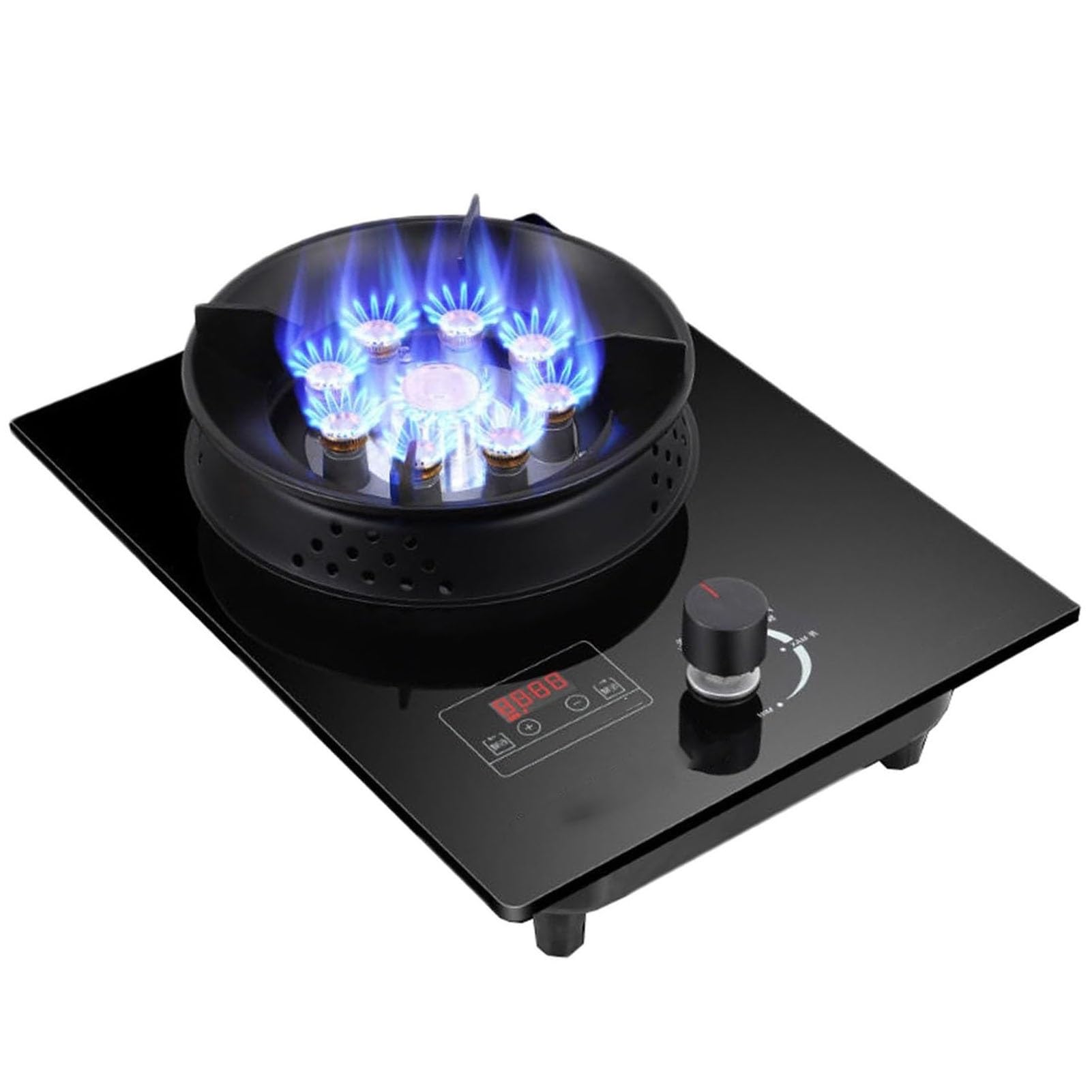 1 Burner Gas Cooktop, 5.2KW Tempered Glass Panel Gas Hob, Fire Level Adjust, Aidental Flameout Protection Device, Single Ignition Burner Stove(LPG) (LPG)